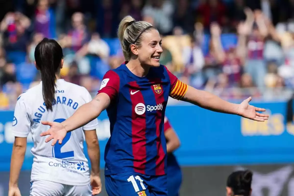 Alexia celebrando un gol ante el Granadilla Tenerife