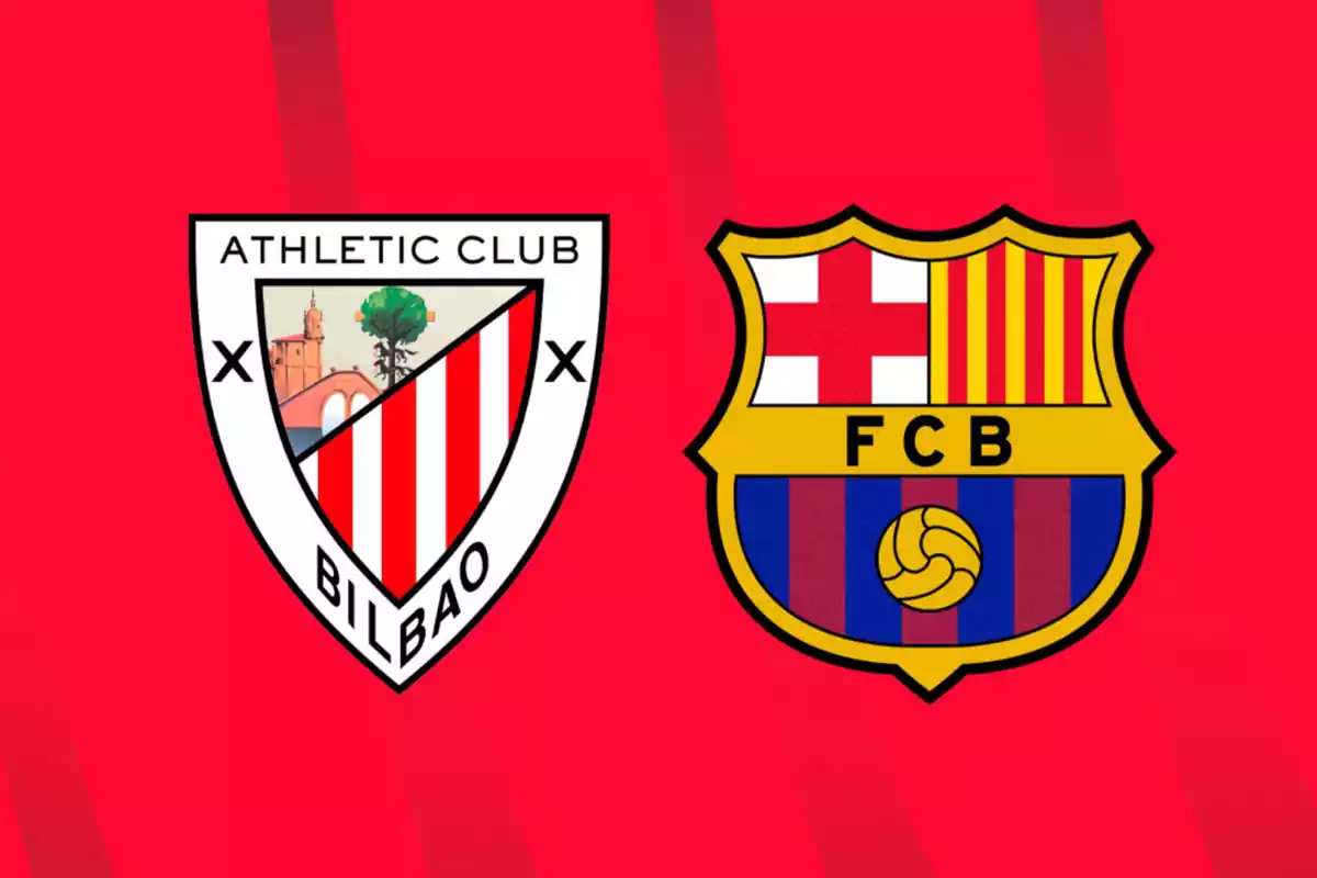 Los escudos de Athletic Club y Barça