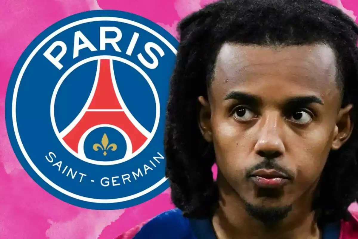 A player with the Paris Saint-Germain logo on a pink background.