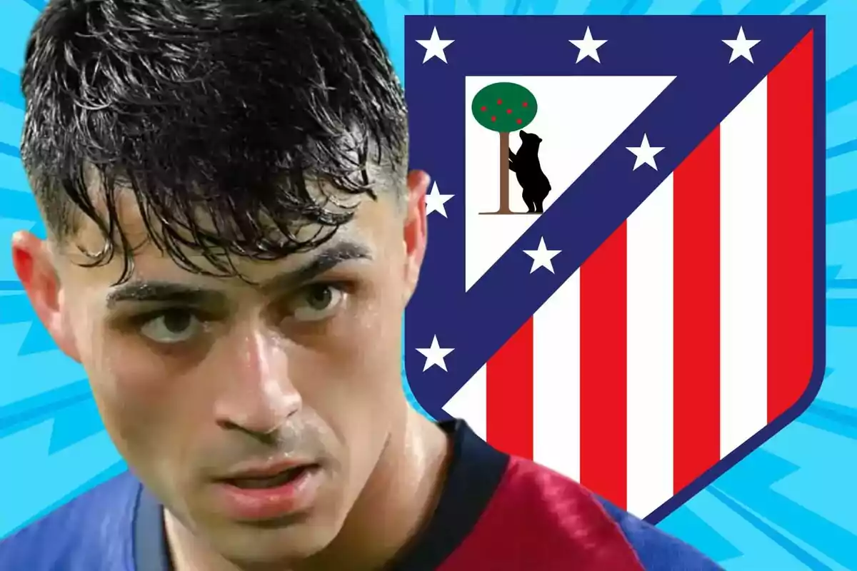 A player with the Atlético de Madrid crest in the background.