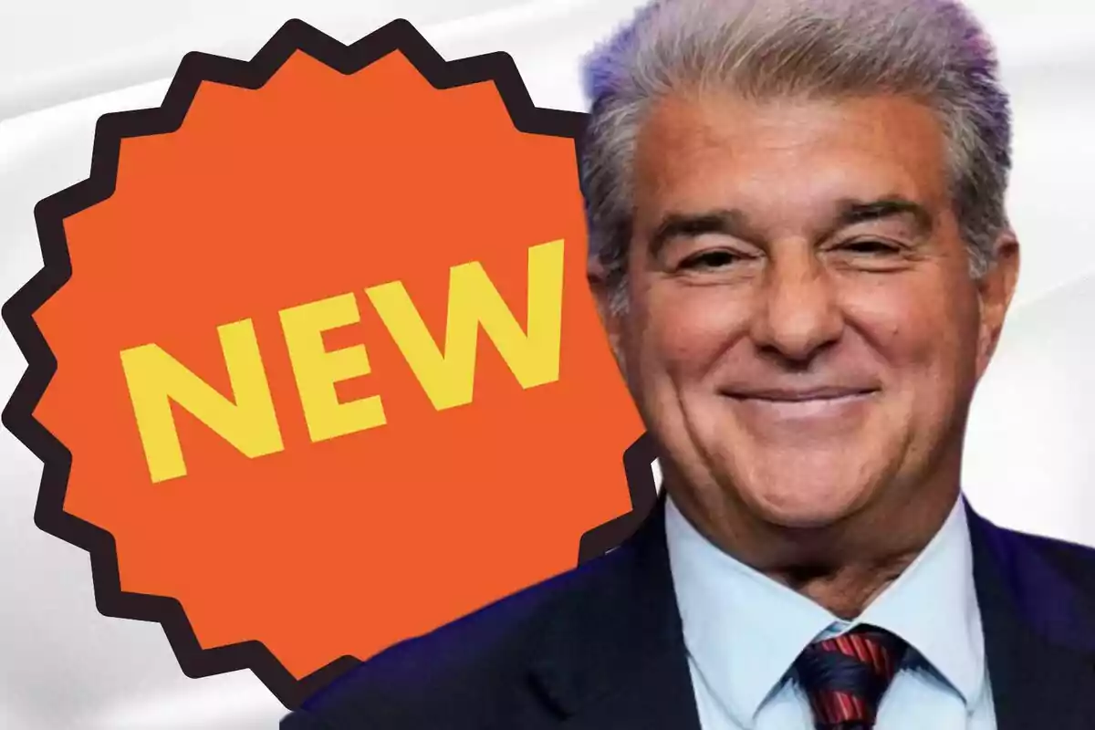 A smiling man with a background graphic that says "NEW."