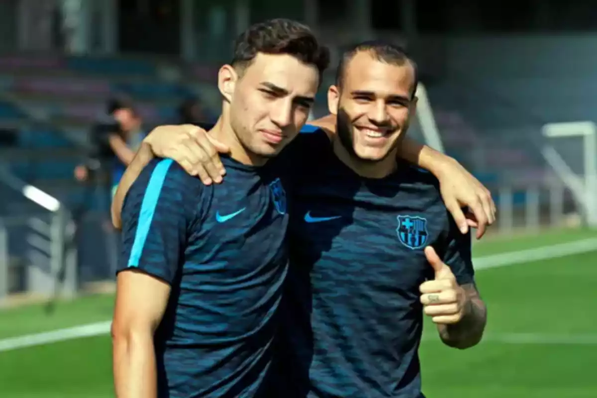 Munir y Sandro en un entreamiento con el Barça.